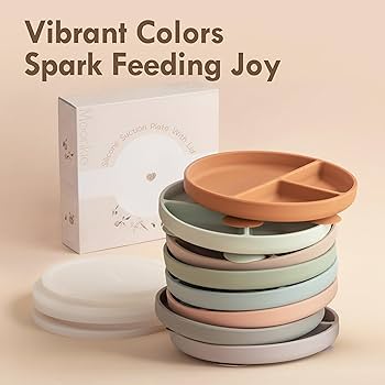 Moonkie Silicone Suction Plate with Lid – Divided Toddler Plate