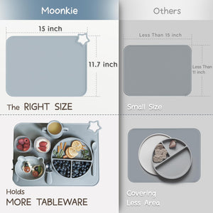Moonkie Silicone Placemats for Baby & Kids – Non-Slip, Stain-Resistant (2-Pack)