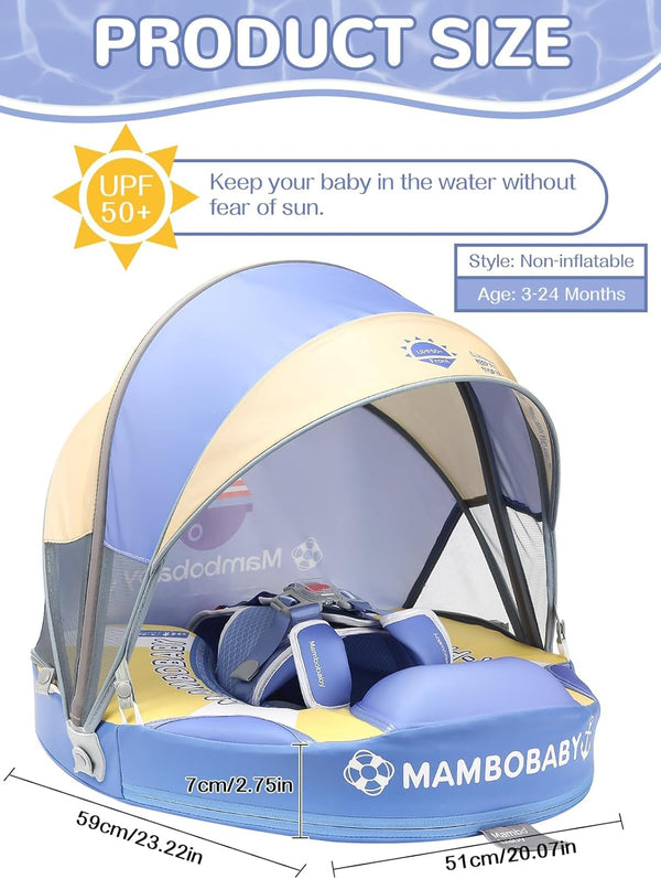 Mambobaby Non-Inflatable Chest Baby Float with Canopy - Penguin