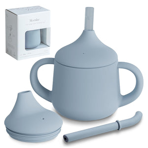 Moonkie Silicone Baby Sippy Cup – 3-Stage Training Cup with Spout, Straw & Open Cup