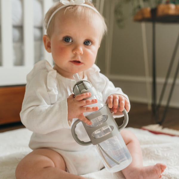 Dr. Brown's Sippy Straw Bottle With Handles 270ml Gray