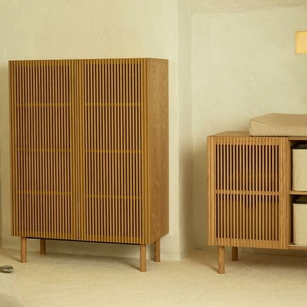 Hai No Ki Wardrobe - Natural Ash, 8 Compartments