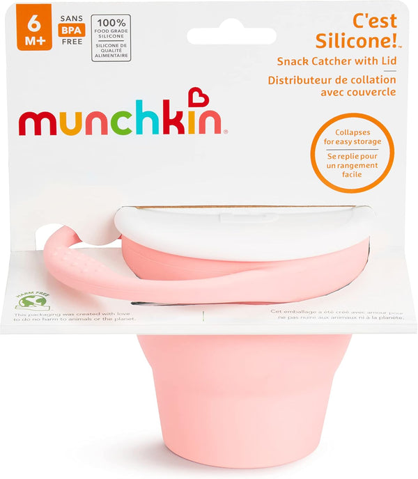 Munchkin C’est Silicone! Collapsible Snack Catcher with Lid Toddler Food Cup
