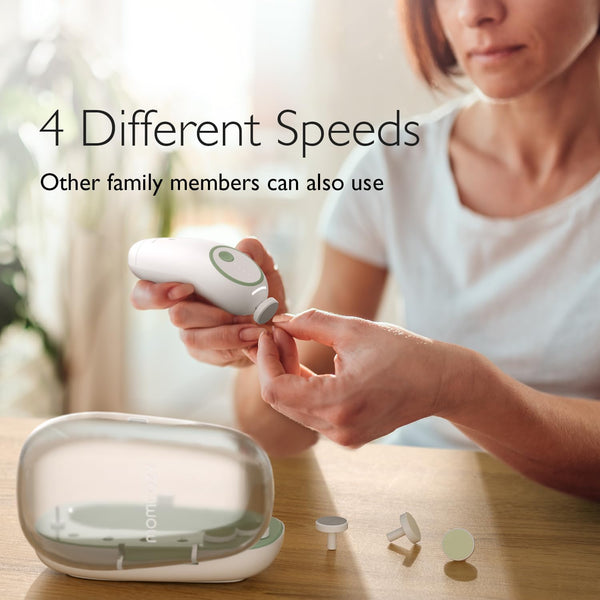 Momcozy Rechargeable Electric Baby Nail File – 7-in-1 Silent Trimmer with LED Night Light