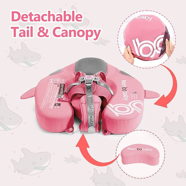 Mambobaby Non-Inflatable Chest Baby Float with Canopy - Axolotl Pink