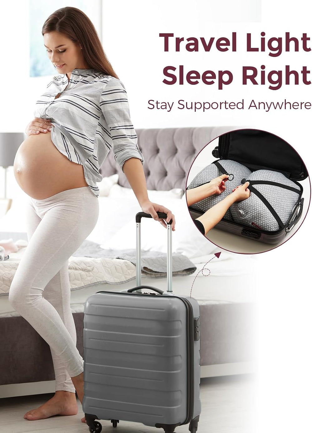 Momcozy Portable W-Shaped Pregnancy Pillow – Adjustable Maternity Support Pillow