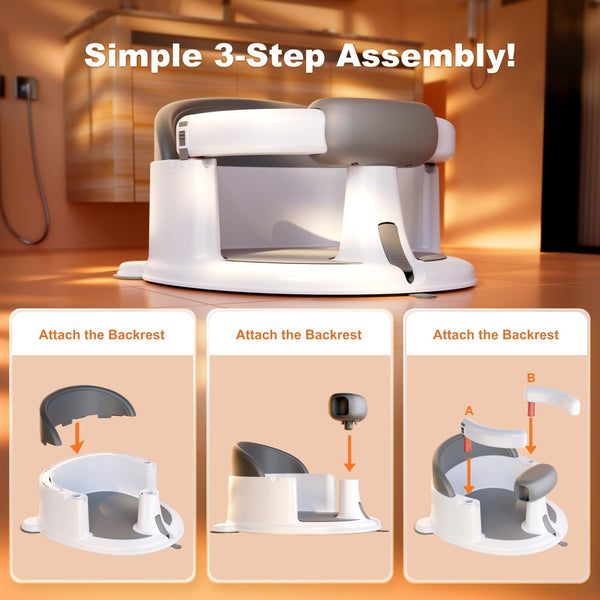 Little Baby Baby Bath Seat for Babies Non-Slip Infant Bathtub Chair with Suction Cups