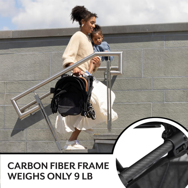 Evenflo Hummingbird™ Ultra-Lightweight Carbon Fiber Stroller Crest Grey