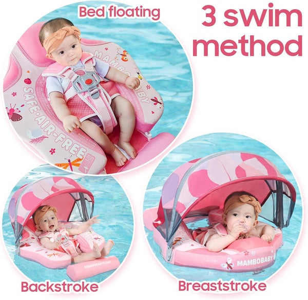 Mambobaby Non-Inflatable Chest Baby Float with Canopy - Butterfly