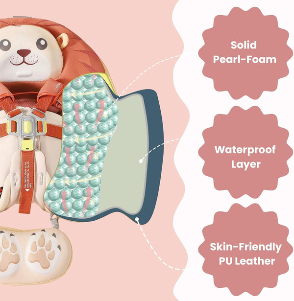 Mambobaby Non-Inflatable Chest Baby Float & Baby Carrier with Canopy - Lion