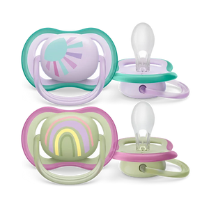 avent 2 ultra air design soothers rainbow 0-6m - girl 085/59