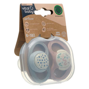 Vital Baby Soother Airflow 6-18 Months 2 Pack Pacifiers