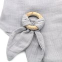 Babyjem Muslin Bib With Teether, Bandana Style, Grey