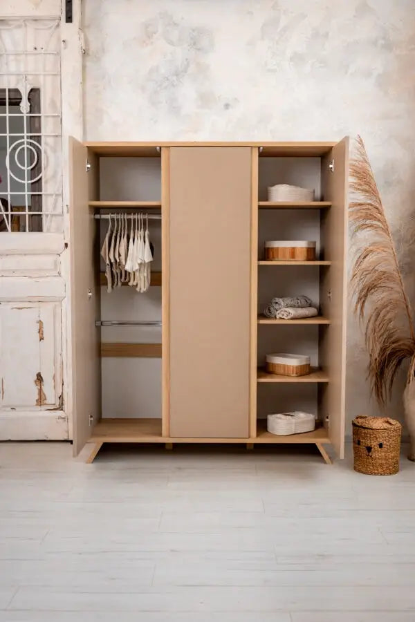 Faktum Sienna Cappuccino Baby Wardrobe | Modern Push-Open Children’s Storage Cabinet