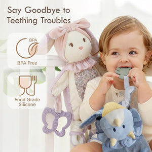 Moonkie Dino Baby Lovey  - Security Blanket & Sensory Toy