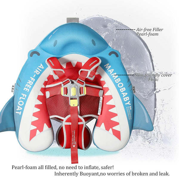 Mambobaby Non-Inflatable Chest Baby Float with Canopy - Shark