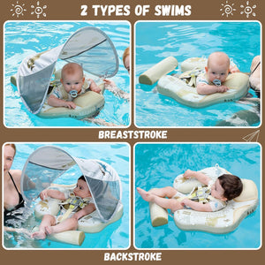 Mambobaby Non-Inflatable Chest Baby Float with Canopy - Dinosaur