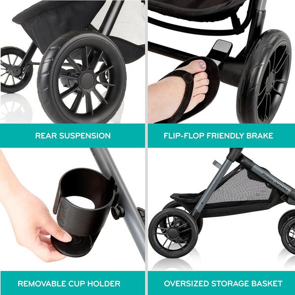 Evenflo® Pivot Xpand™ Modular Travel System with LiteMax™ Infant Car Seat – Ayrshire Black