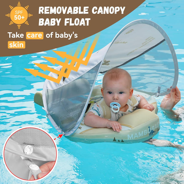 Mambobaby Non-Inflatable Chest Baby Float with Canopy - Dinosaur