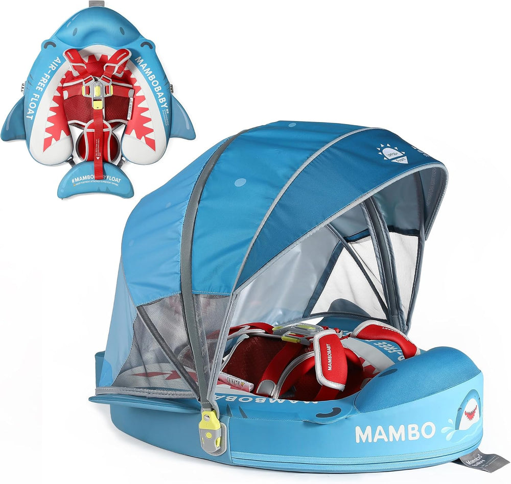 Mambobaby Non-Inflatable Chest Baby Float with Canopy - Shark