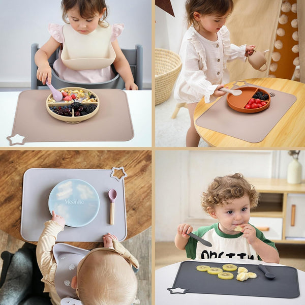 Moonkie Silicone Placemats for Baby & Kids – Non-Slip, Stain-Resistant (2-Pack)