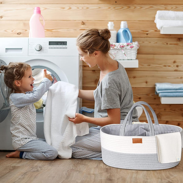 Little Baby - Baby Diaper Caddy Organizer – Cotton Rope Basket for Baby