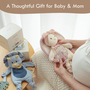 Moonkie Dino Baby Lovey  - Security Blanket & Sensory Toy