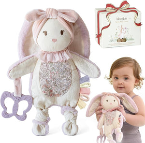 Moonkie Bunny Baby Lovey - Security Blanket & Sensory Toy