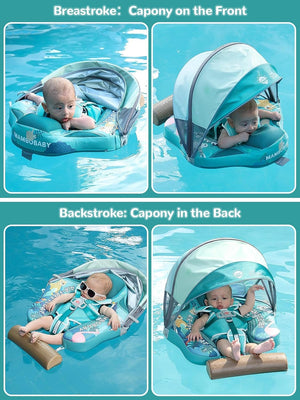 Mambobaby Non-Inflatable Chest Baby Float with Canopy - Tropical