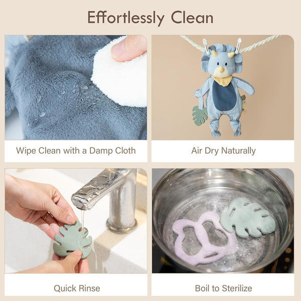 Moonkie Dino Baby Lovey  - Security Blanket & Sensory Toy