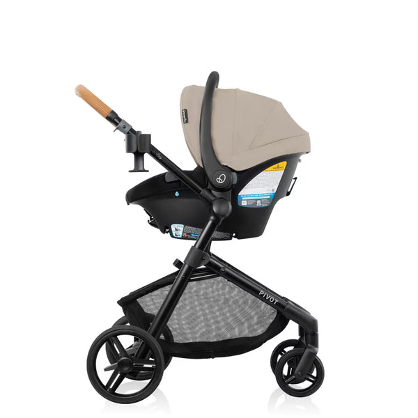 Evenflo Pivot Modular Travel System with LiteMax NXT Infant Car Seat | 6-in-1 Baby Stroller Latte Tan