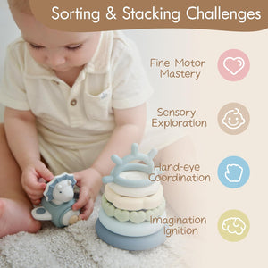 Moonkie Dinosaur Baby Stacking Toy – 7-Piece Silicone Rings (6M+)