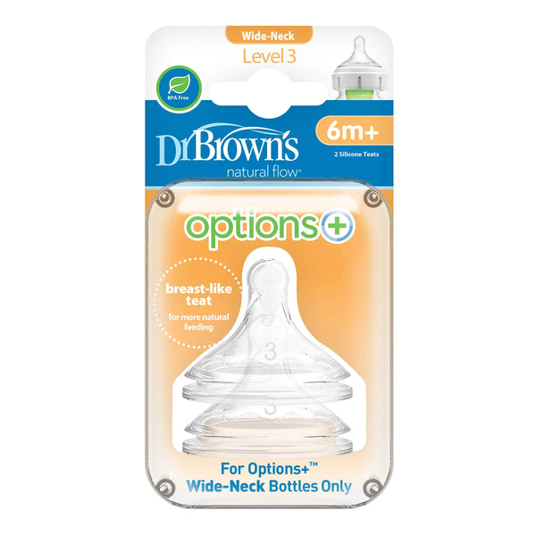 Dr. Brown's Level 3 Wide Neck Nipple 6M+ Silicone