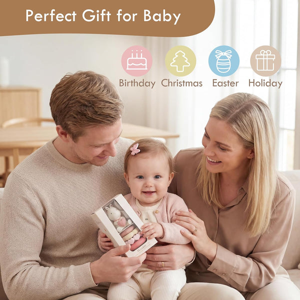 Bunny Silicone Baby Stacking Toy – 7 Piece Montessori Teething