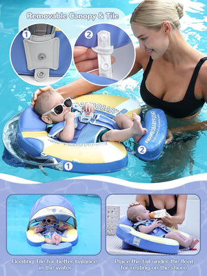 Mambobaby Non-Inflatable Baby Float with Canopy & Tail - Ladybug
