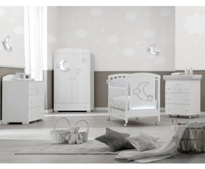 Erbesi Moon Wifi Crib White Adjustable LED Beechwood