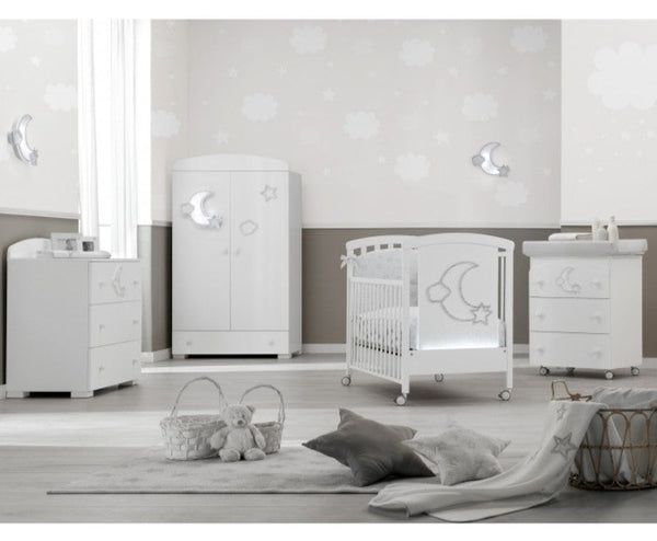 Erbesi Moon Wifi Crib White Adjustable LED Beechwood