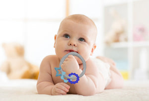 Babyjem Silicone Ring Teether Blue, Textured Relief Toy