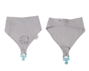 Babyjem Grey Muslin Bib With Pacifier Hanger