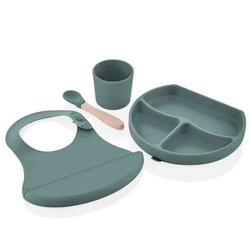 Babyjem Silicon Feeding Set Mint Non-Toxic Baby Dishware