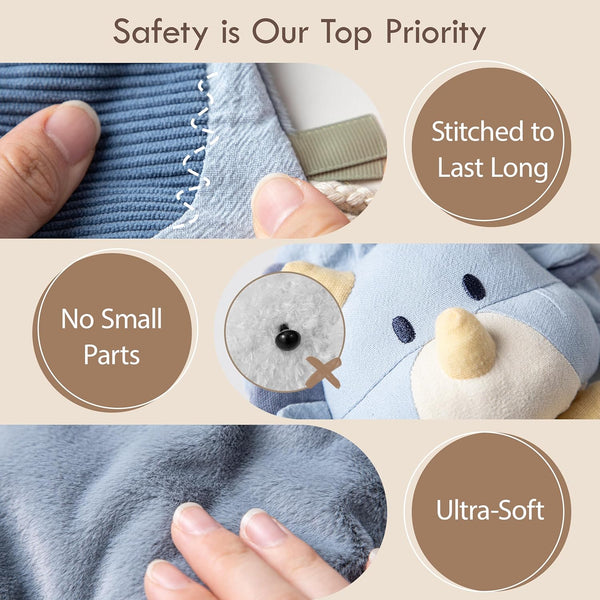 Moonkie Dino Baby Lovey  - Security Blanket & Sensory Toy