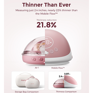 Momcozy Air 1 Wearable Breast Pump - Ultra-Slim Smart Hands-Free Pump with Wireless Charging Case
