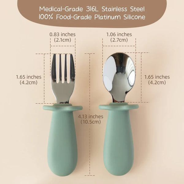 Moonkie Baby Stainless Steel Spoon & Fork Set
