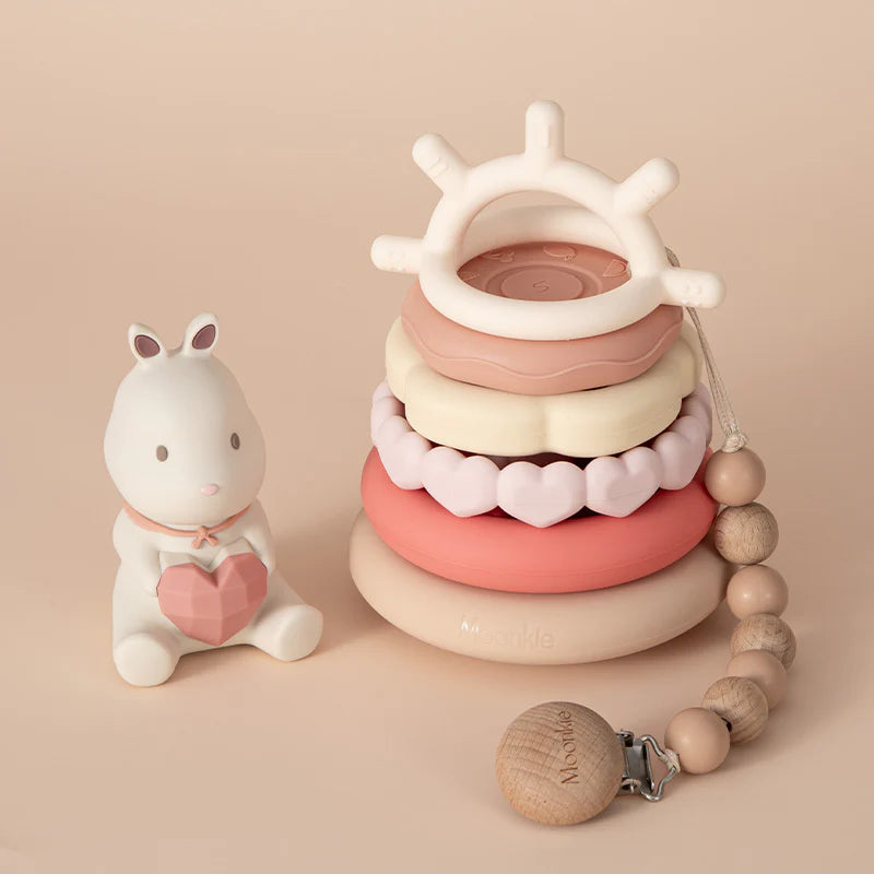 Bunny Silicone Baby Stacking Toy – 7 Piece Montessori Teething