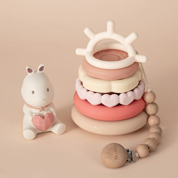 Bunny Silicone Baby Stacking Toy – 7 Piece Montessori Teething