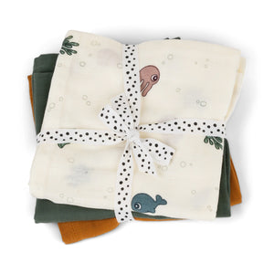 Done By Deer Burp Cloth 3 Pack GOTS Sea Friends
