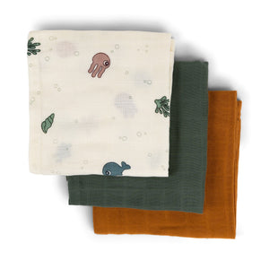 Done By Deer Burp Cloth 3 Pack GOTS Sea Friends