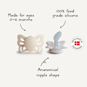 FRIGG Butterfly Silicone  Pacifier 0-6M 1-Pack Cream