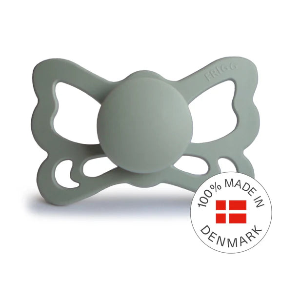FRIGG Butterfly Silicone Pacifier 0-6M 2 Pack Sage/Great Gray