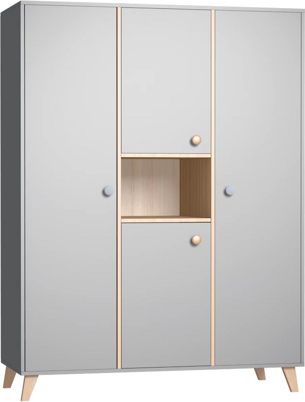 Faktum Colette Large Three-piece Wardrobe – Arctic Grey & Sonoma Oak, Soft-Close Doors